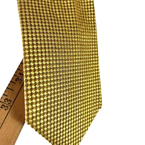 Ermenegildo Zegna Gold Tie - 100% Silk - Classic Textured Made In Italy - Picture 8 of 12
